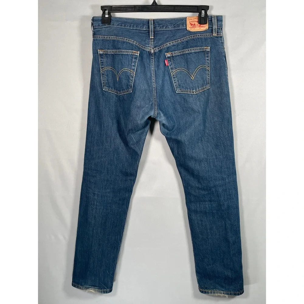 Levis 501 CT Custom Tapered‎ Jeans Mens 35x28 Medium Wash Blue Button Fly Denim